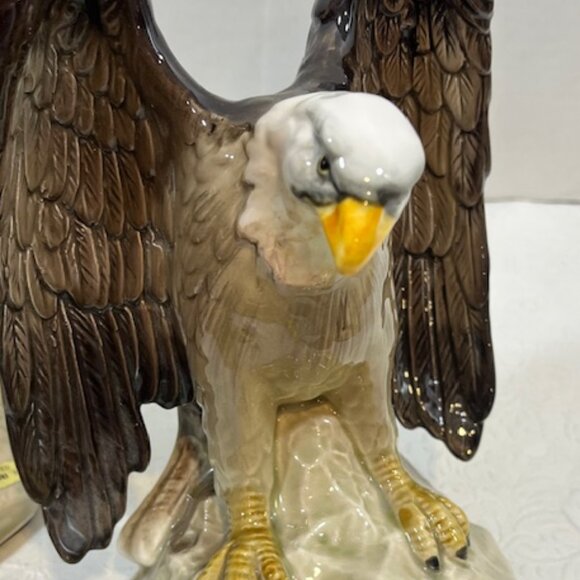 VTG TWO Ceramic Bald Eagle Book Ends Statues Hand Painted Japan 7.25" Tall - Picture 8 of 16